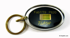 image of an intel keychain with fab 7 T9 P620 flash memory chip