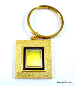 image of an intel keychain with Pentium cpu chip