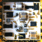 image of a hybrid integrated circuit close up