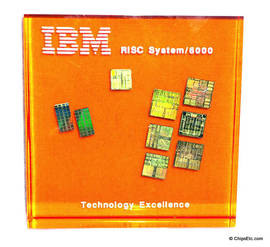IBM paperweight with a RISC system 6000 RS/6000 PowerPC microprocessor chips