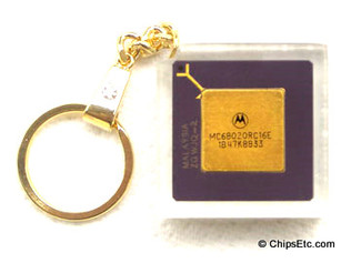 image of a apple Macintosh Motorola MC68020 Microprocessor chip Keychain