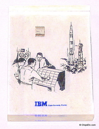 image of an IBM paperweight with a 7090 flight simulation computer chip from the NASA Saturn V Apollo moon program