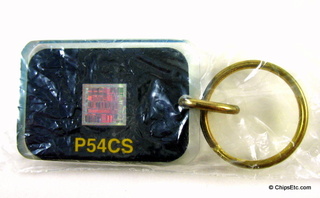 image of an intel keychain with Pentium P54CS cpu chip