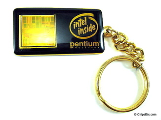 intel keychain with Pentium chip with FDIV bug flaw