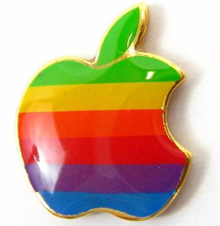 Vintage Apple Computer Apple Logo Lapel Pin 1980’s Rainbow Tie Tack 