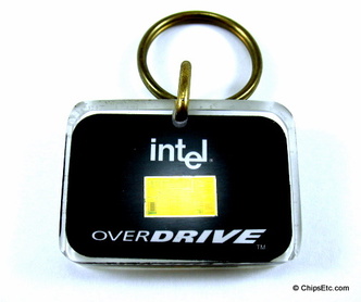 image of an intel keychain with 486 overdrive CPU chip