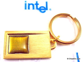 image of an intel keychain with Pentium II cpu chip