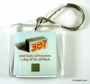 image of an intel keychain with 387 cpu chip