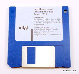 image of an Intel FDIV floating point bug identification floppy disk from 1995
