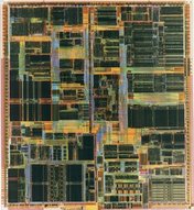 image of an Intel Pentium II CPU chip close-up