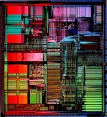 image of an Intel Pentium P54 Processor chip close-up
