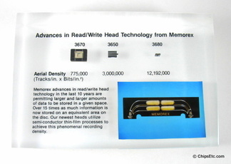 image of Memorex Read Write Head thin film Chips Technology used in the IBM system 370 mainframe computer's disk drive