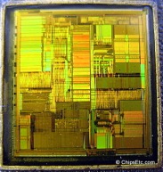 image of an Intel Pentium CPU chip close-up