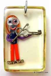 electronics art figurine lucite keychain