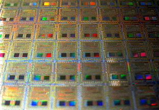 image of intel wafer chips close-up