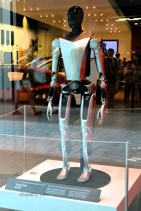 Tesla Optimus bot robot window display