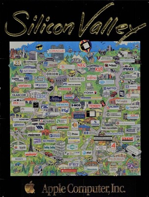 Silicon Valley map of high  tech companies  poster from Apple Computer