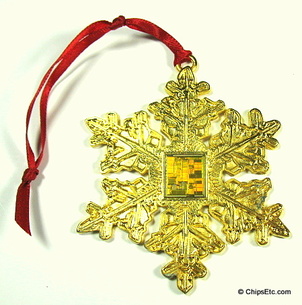 intel pentium gold christmas ornament