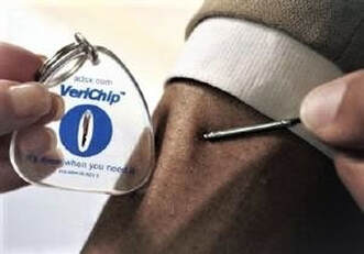 VeriChip keychain with Microchip inside